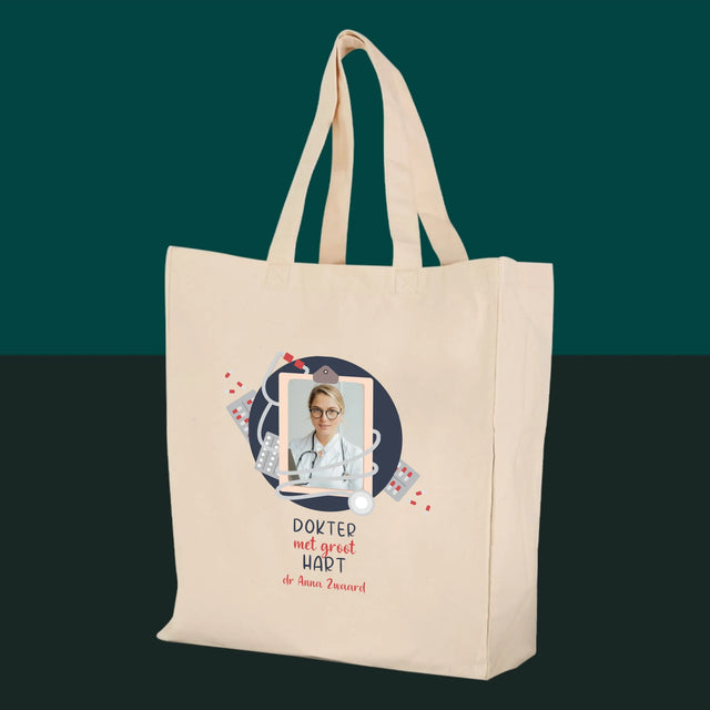 Foto En Handtekening: Dokter Met Groot Hart - Canvas Tas
