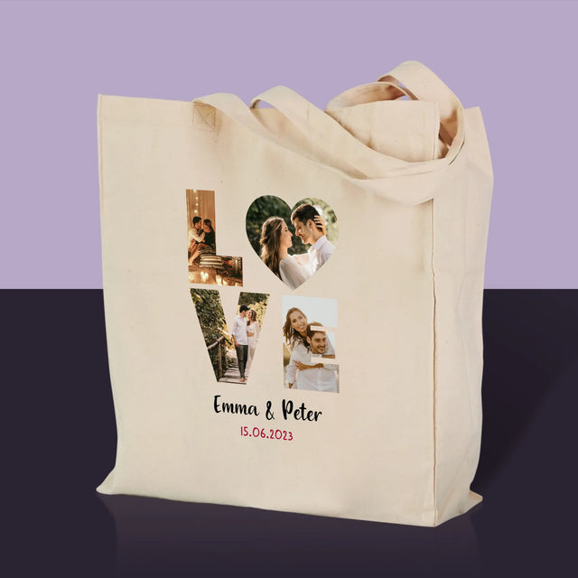 Woord Van Foto'S: Love Met Jouw Foto'S - Canvas Tas