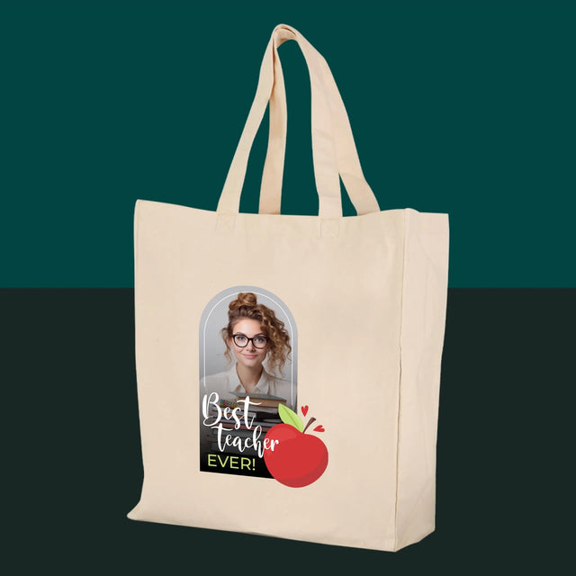 Foto En Handtekening: Best Teacher Ever - Canvas Tas
