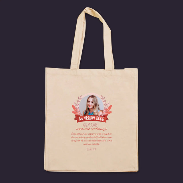 Foto En Handtekening: Gemaakt Voor Het Onderwijs - Canvas Tas