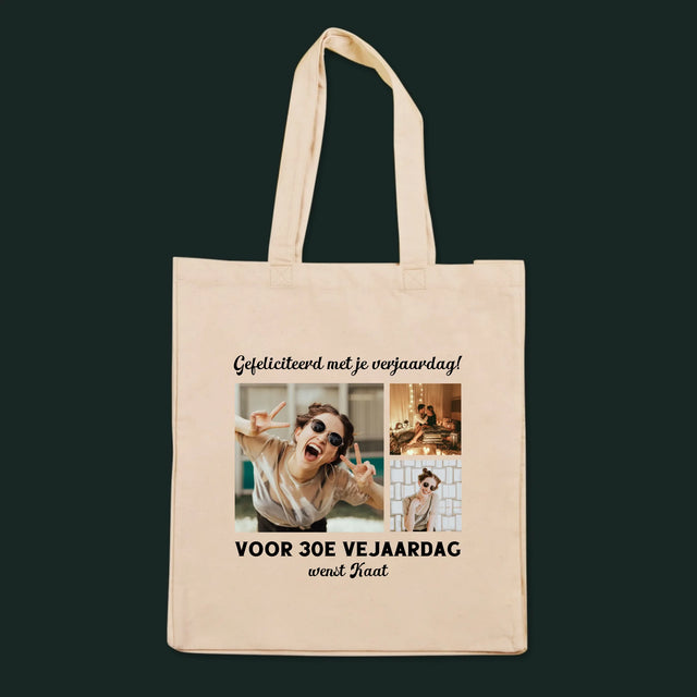Fotocollage: Fotocollage Verjaardag - Canvas Tas