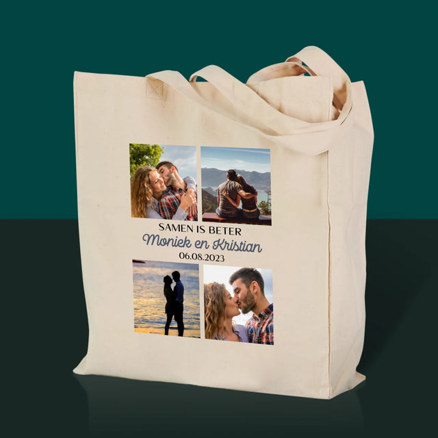 Fotocollage: Samen Is Beter - Canvas Tas