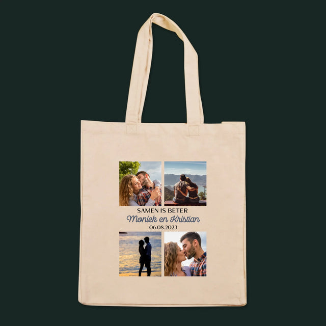 Fotocollage: Samen Is Beter - Canvas Tas