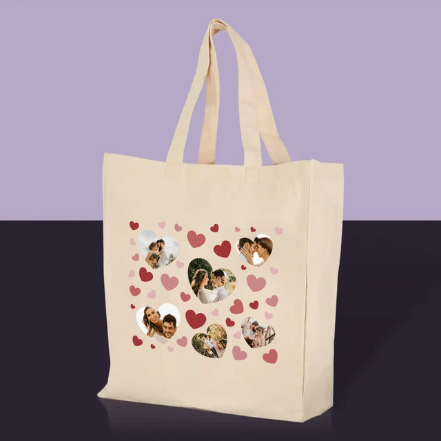 Fotocollage: Hartjes Foto'S - Canvas Tas