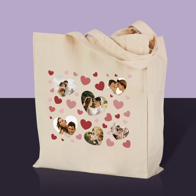 Fotocollage: Hartjes Foto'S - Canvas Tas