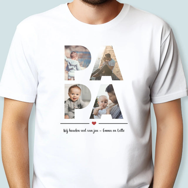 Woord Van Foto'S: Papa  - T-Shirt Voor Heren