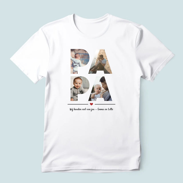 Woord Van Foto'S: Papa  - T-Shirt Voor Heren
