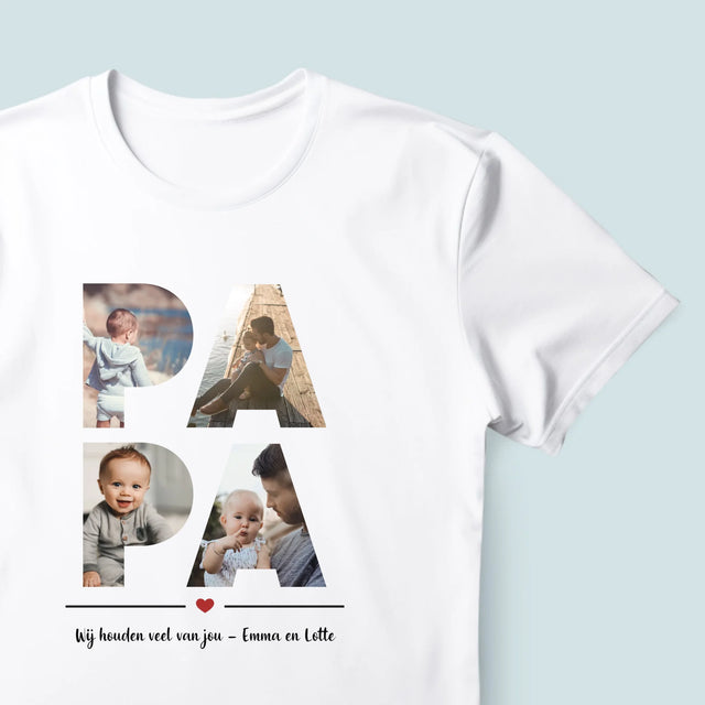 Woord Van Foto'S: Papa  - T-Shirt Voor Heren