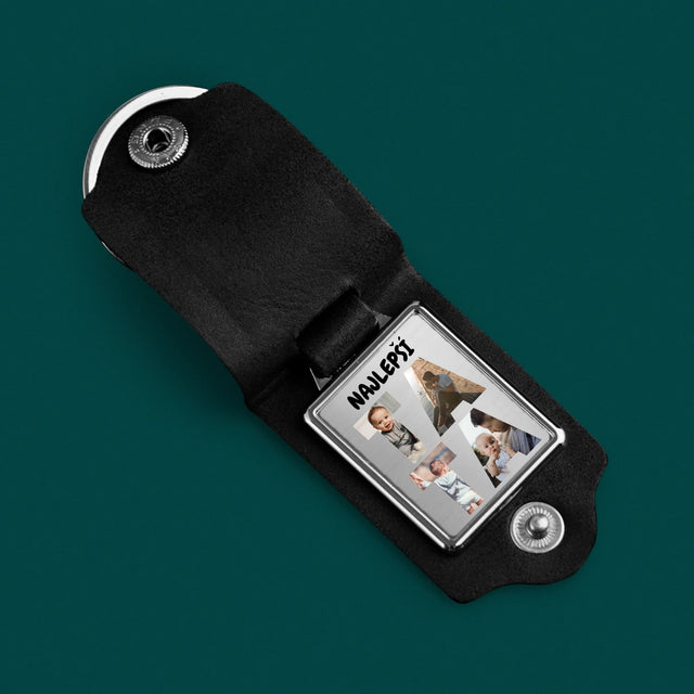 Słowo Ze Zdjęć: Tata - Skórzany Brelok Ze Zdjęciem | SK