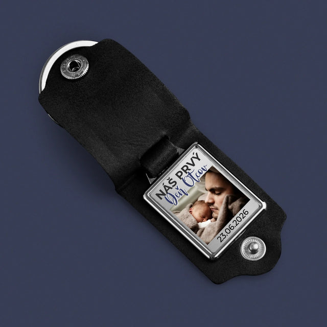 Fotokolaż: Pierwszy Dzień Taty - Skórzany Brelok Ze Zdjęciem | SK