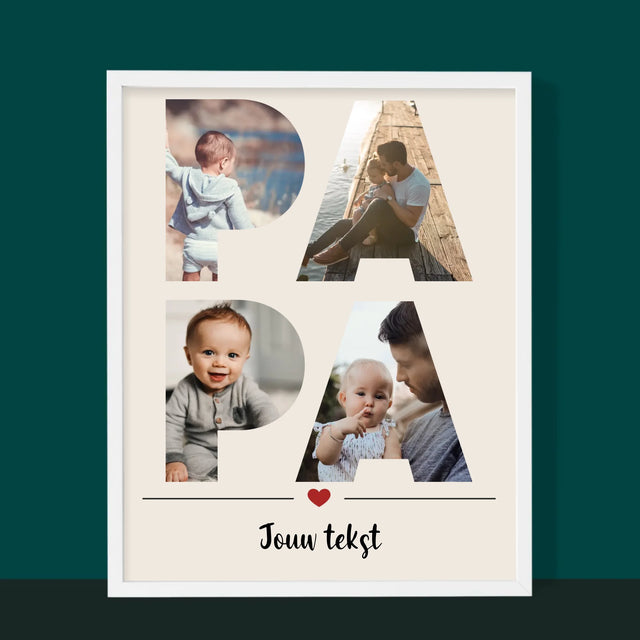Woord Van Foto'S: Papa  - Afdruk Met Frame 30X40 (Verticaal)