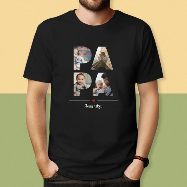 Woord Van Foto'S: Papa  - T-Shirt Voor Heren