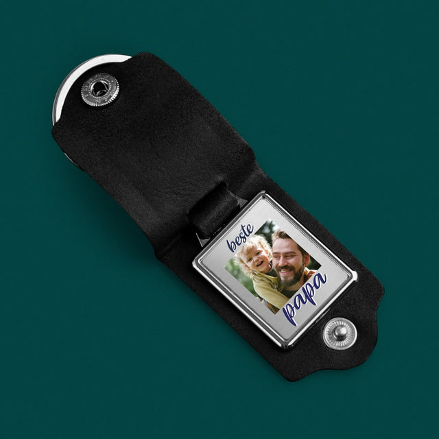 Fotocollage: Papa - Leren Sleutelhanger Met Foto