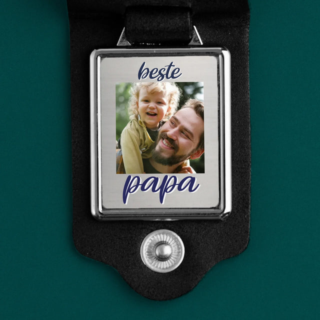 Fotocollage: Papa - Leren Sleutelhanger Met Foto
