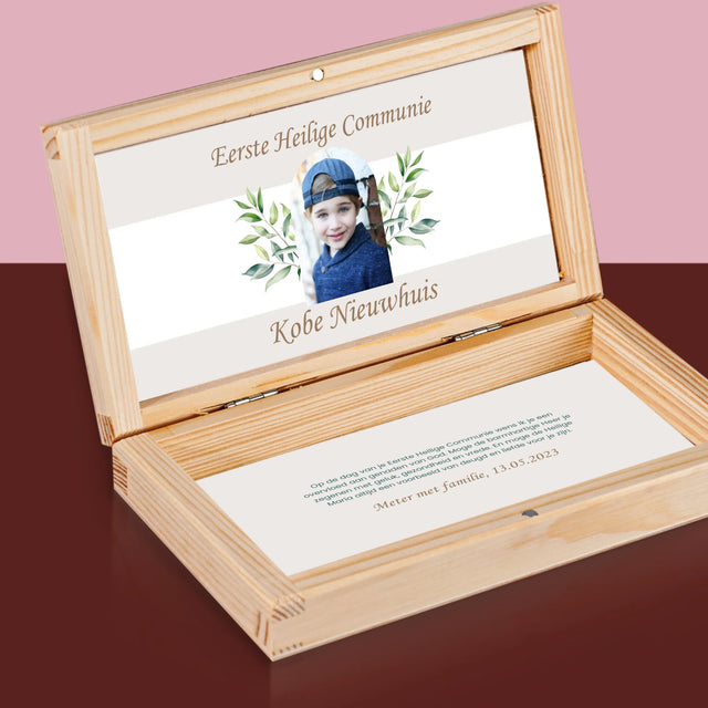 Foto En Handtekening: Eerste Heilige Communie - Houten Geldkistje