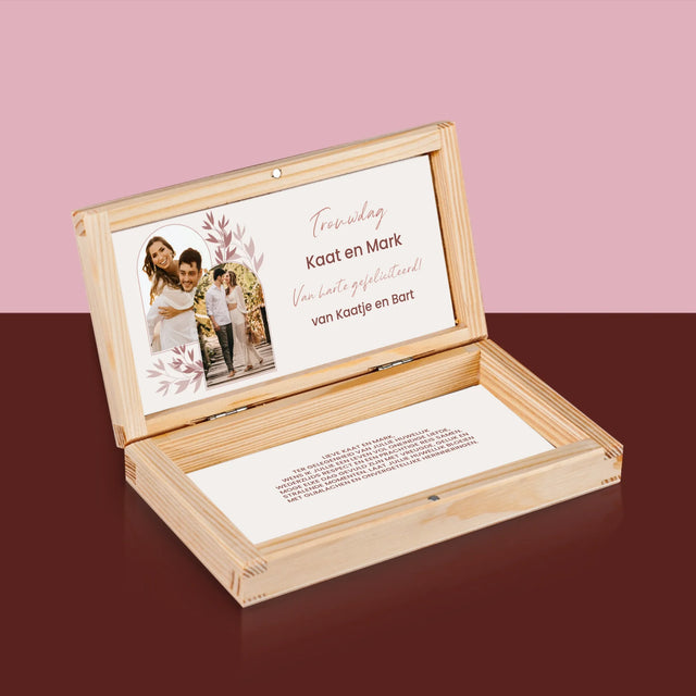 Fotocollage: Op De Trouwdag - Houten Geldkistje