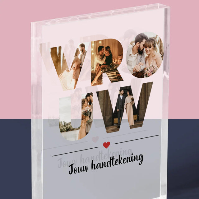 Woord Van Foto'S: Vrouw - Acryl Blok