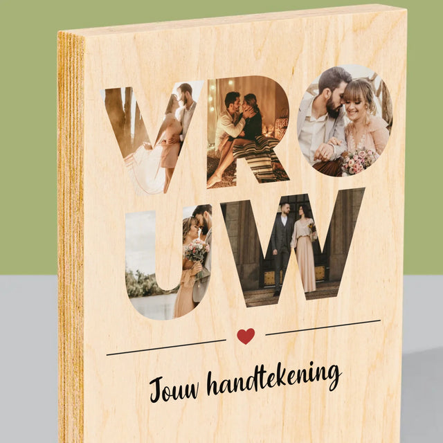 Woord Van Foto'S: Vrouw - Afdruk Op Hout (Verticaal)