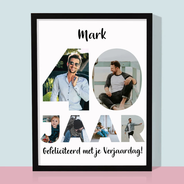 Woord Van Foto'S: 40 Jaar - Afdruk Met Frame 30X40 (Verticaal)