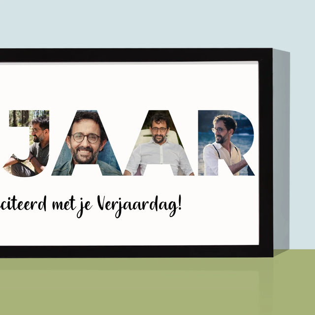 Woord Van Foto'S: 60 Jaar - Afdruk Met Frame 20X40 (Horizontaal)