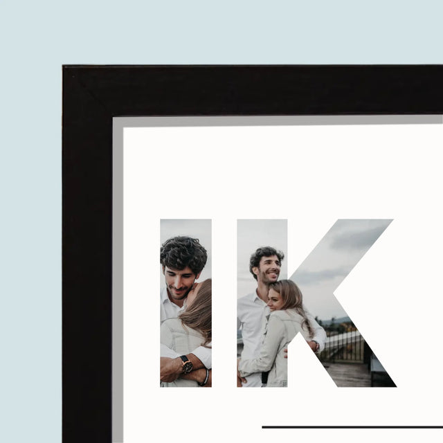 Woord Van Foto'S: Houden Van  - Afdruk Met Frame 20X40 (Horizontaal)