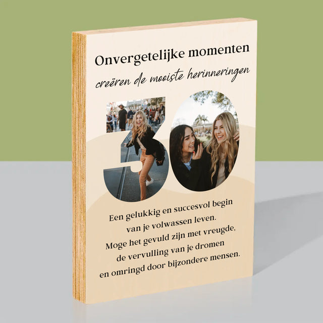 Woord Van Foto'S: 30E Verjaardag - Afdruk Op Hout (Verticaal)