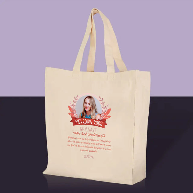 Foto En Handtekening: Gemaakt Voor Het Onderwijs - Canvas Tas