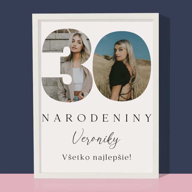 Słowo Ze Zdjęć: 30 Urodziny Podpis - Wydruk Obramowany | SK
