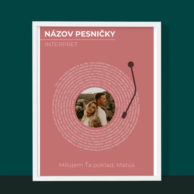 Zdjęcie i Podpis: Nasza Piosenka Płyta Winylowa - Wydruk Obramowany | SK