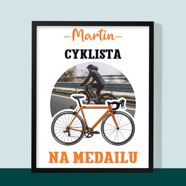 Zdjęcie I Podpis: Rowerzysta Na Medal - Wydruk Obramowany | SK