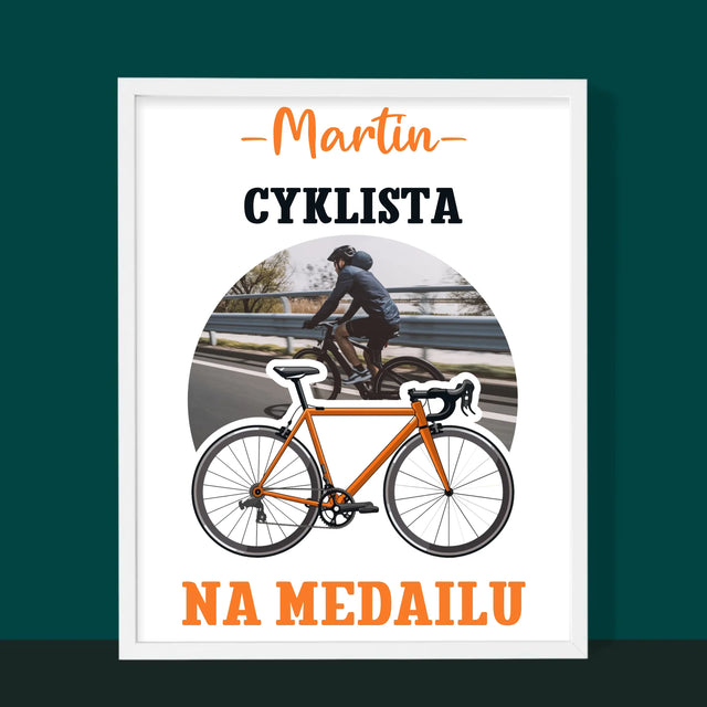 Zdjęcie I Podpis: Rowerzysta Na Medal - Wydruk Obramowany | SK