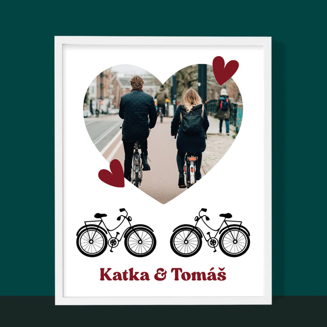 Zdjęcie I Podpis: Rowerowa Para - Wydruk Obramowany | SK