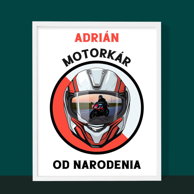 Zdjęcie I Podpis: Motocyklista Od Urodzenia - Wydruk Obramowany | SK