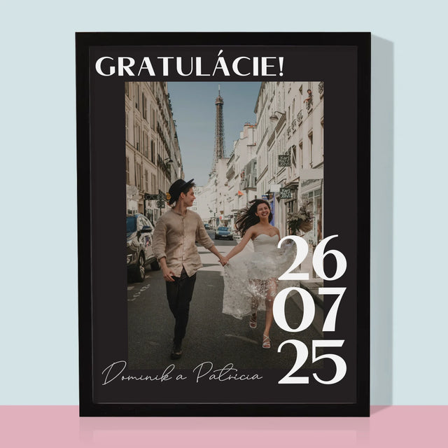 Zdjęcie i Podpis: Gratulacje z Okazji Ślubu - Wydruk Obramowany | SK