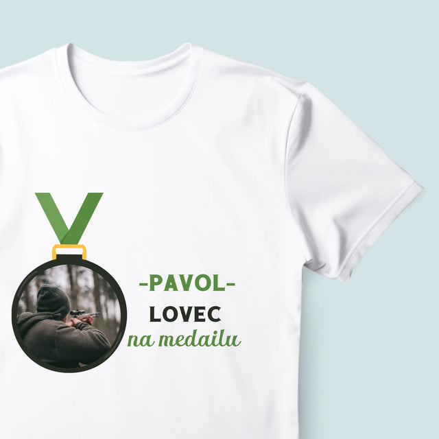 Zdjęcie I Podpis: Myśliwy Na Medal - Koszulka Męska z Nadrukiem | SK