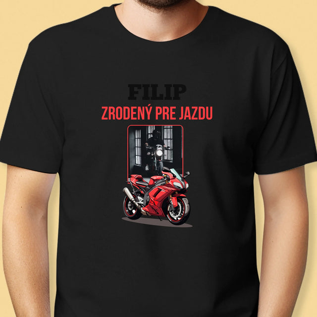 Zdjęcie I Podpis: Urodzony Do Jazdy - Koszulka Męska z Nadrukiem | SK