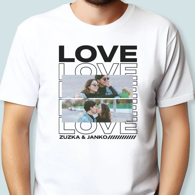 Fotokolaż: z Napisem Love - Koszulka Męska z Nadrukiem | SK